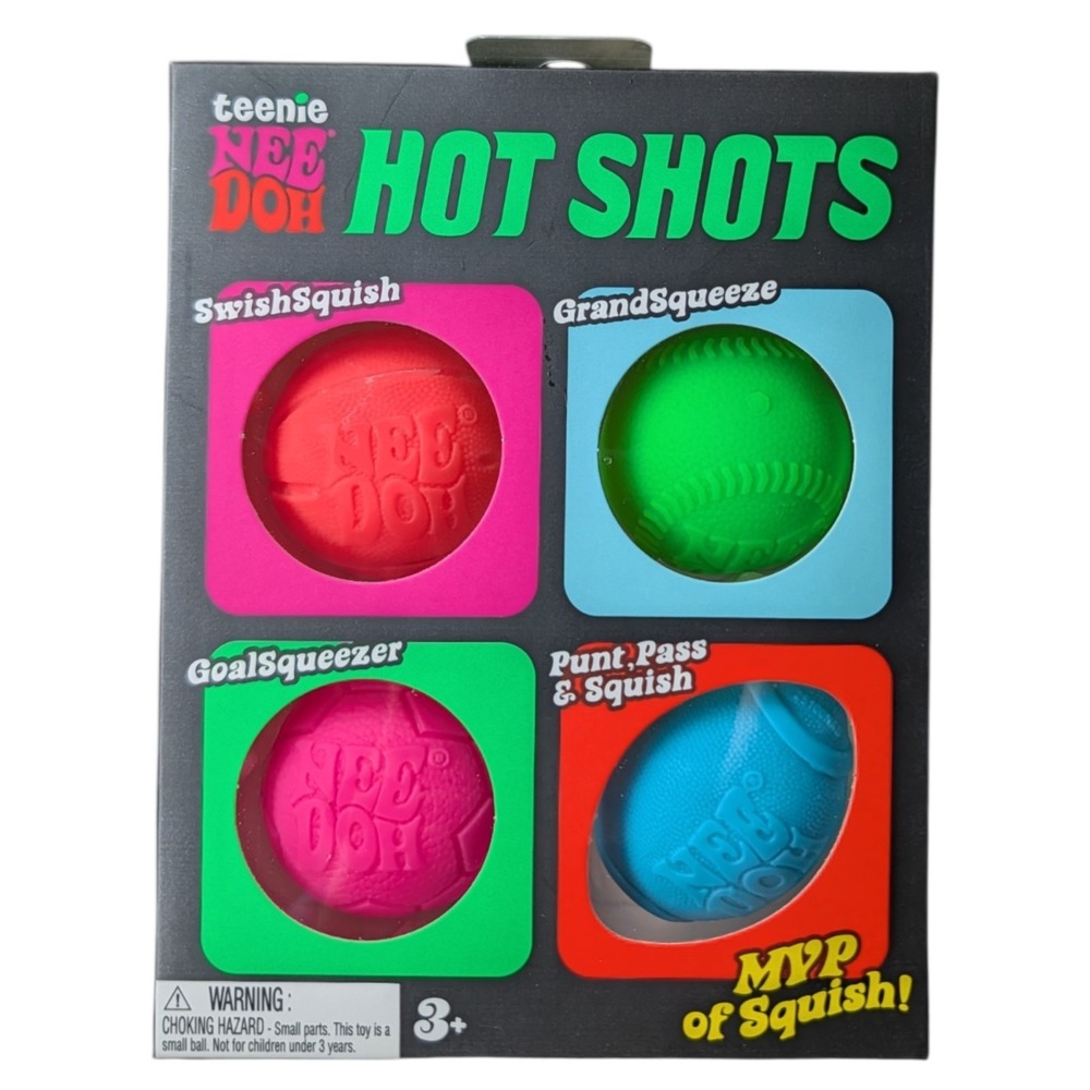 NeeDoh Teenie Hot Shots 4 Pack Sports Stress Balls Fidget Toy Schylling Sealed